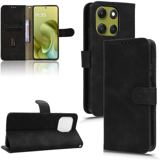 Leather / Silicone Black Wallet (Moto G86 Power)