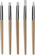Set of 5 Silicone Nail Art Brushes Wooden Handle