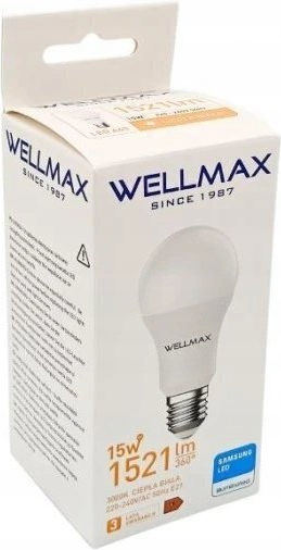 Wellmax LED Bulb 15W for E27 Socket Warm White 1521lm