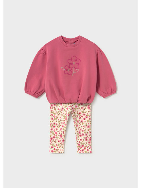 Kids Set with Leggings Winter 2 Pieces Soft Pink Sweatshirt