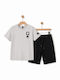 Set De Îmbrăcăminte Pentru Copii Cu Pantaloni Scurți Vară 2 Bucăți Gri Black-Grey