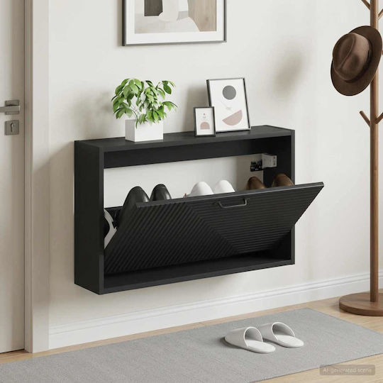 Haarlem Метален Шкаф за Обувки Черен с Накланящи се Рафтове Д71xШ17xВ43cm