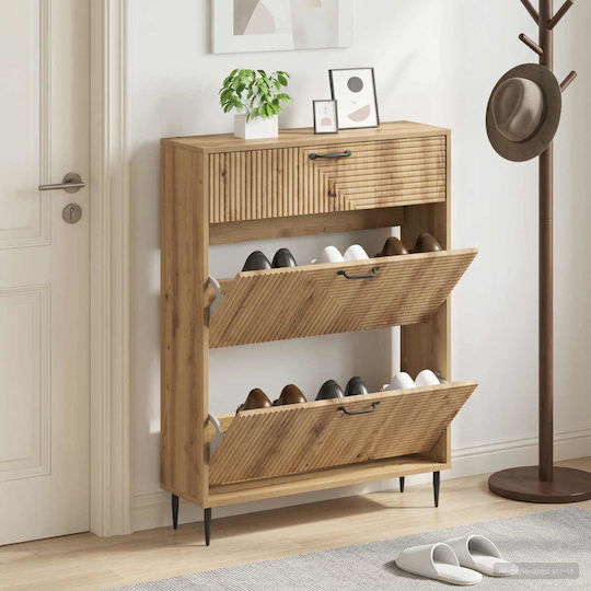 Haarlem Метален Шкаф за Обувки Бежов с Накланящи се Рафтове Д78xД24xВ103 см