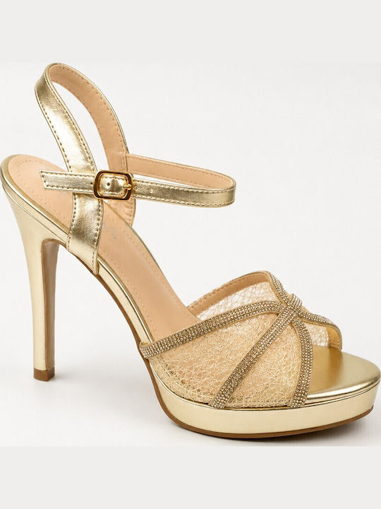 Fshoes Sandals with Strass Gold