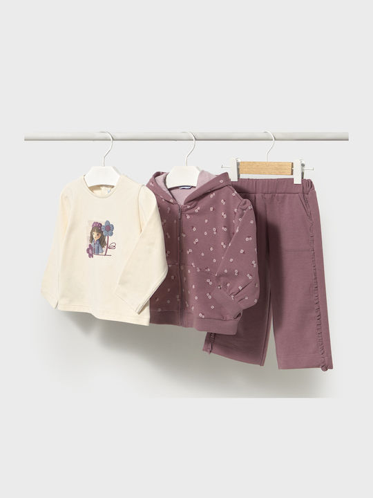 Mayoral Kids Tracksuit Set With Jacket Dark Purple 3 Pieces