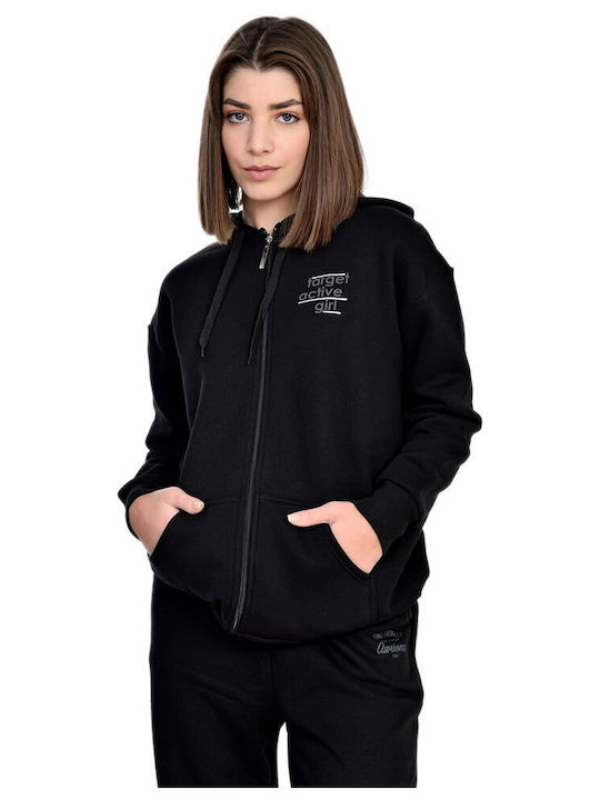 Μακριά Γυναικεία Sweatshirts & Hoodies für Damen με Κουκούλα Schwarz