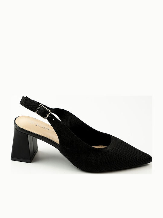 Pointed Toe Heels with Mid Heel Black
