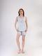 Sommer Damen Schlafanzug Set Hellblau