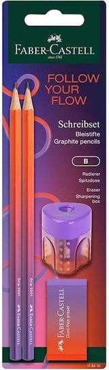 Σετ Faber Castell Μολύβια-γόμα-ξύστρα B 4τεμ Flow Punchy Melon 118410
