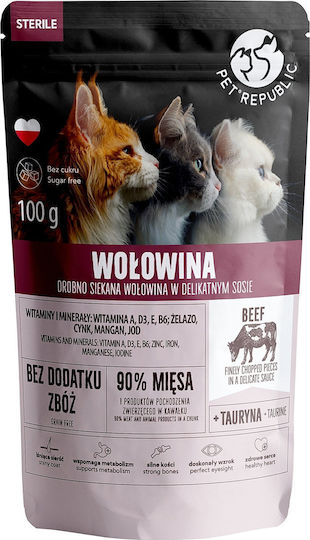 Pet Republic Nasses Katzenfutter mit Kalb und Fleisch ohne Gluten 24x100gr