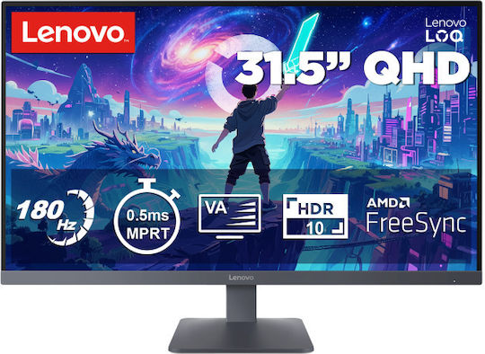 Lenovo LOQ 32Q-10 VA HDR Gaming Monitor 31.5" QHD 2560x1440 180Hz με Χρόνο Απόκρισης 0.5ms GTG Γκρι