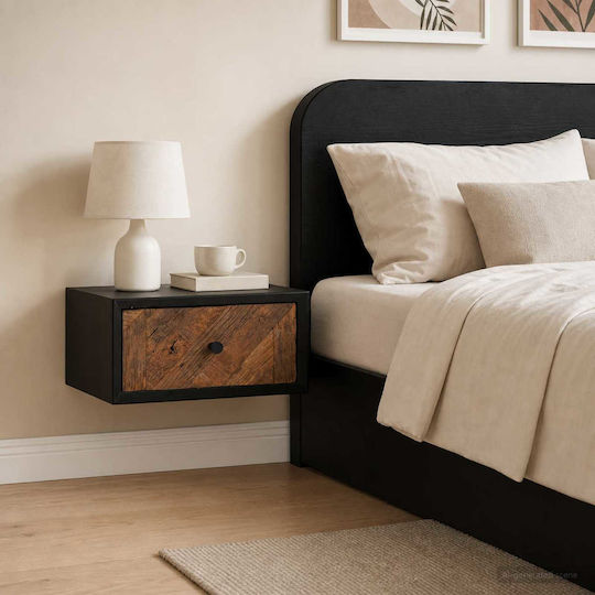 Handmade Wooden Beige Bedside Table 40x30x20cm