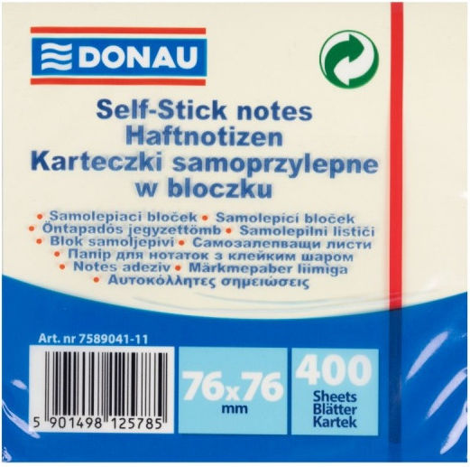 Aufkleber Notizblöcke Gelbe Donau 76x76mm Würfel 500 Stück