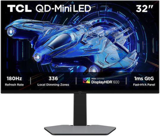 TCL 32G64 QD-Mini LED HDR Gaming Monitor 31.5" QHD 2560x1440 180Hz cu Timp de Răspuns 1ms GTG