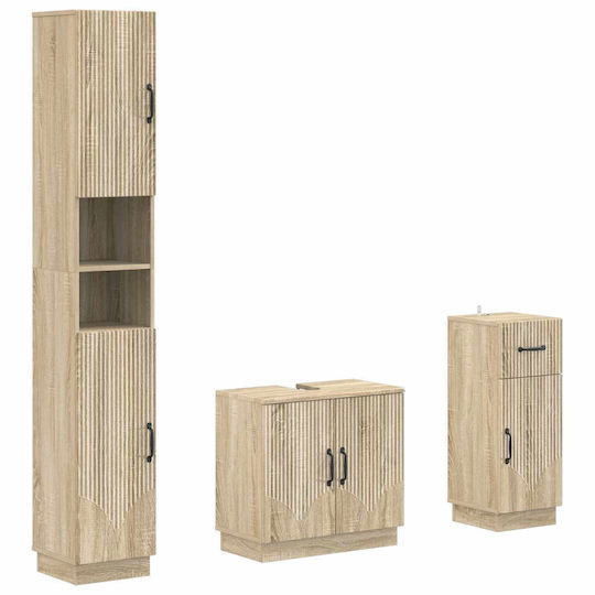 vidaXL Badezimmer Waschtisch-Einheiten Ohne Waschbecken mit Schrank & Säule Aus Bearbeitetem Holz