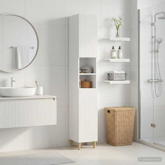vidaXL Bathroom Floor Column Cabinet W30xD31xH190cm White