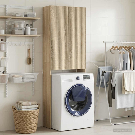 vidaXL Badezimmer-Säulenschrank für Boden mit Waschmaschine M66xB25.5xH190cm Sonoma