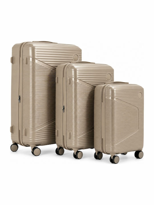 Felbags Suitcases Hard Champagne Set of 3 Pieces