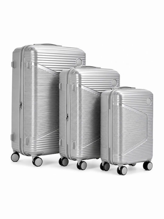 Felbags Suitcases Hard Silver-grey Set 3pcs