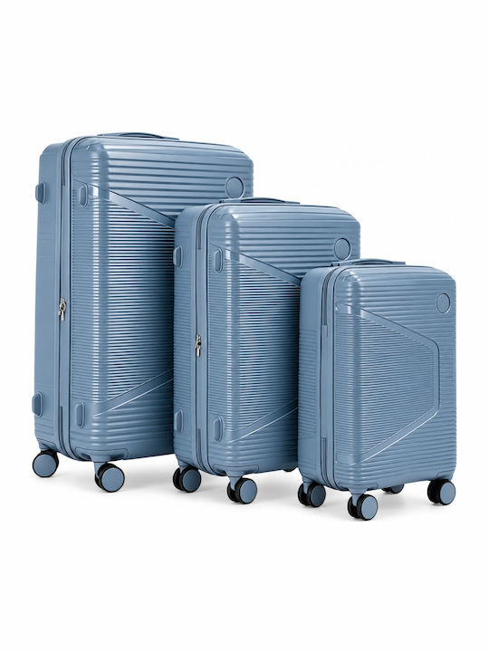 Felbags Suitcases Hard Light Blue Set of 3 Pieces