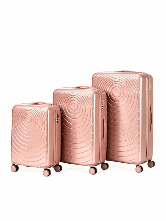 Felbags Suitcases Hard Pink-Gold Set 3 Pieces