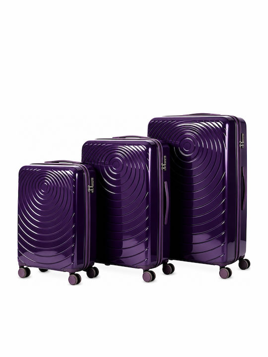 Felbags Suitcases Hard Dark Purple Set 3pcs
