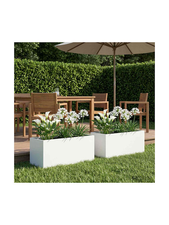 vidaXL Set of 2 Metallic White Flower Pots 40cm