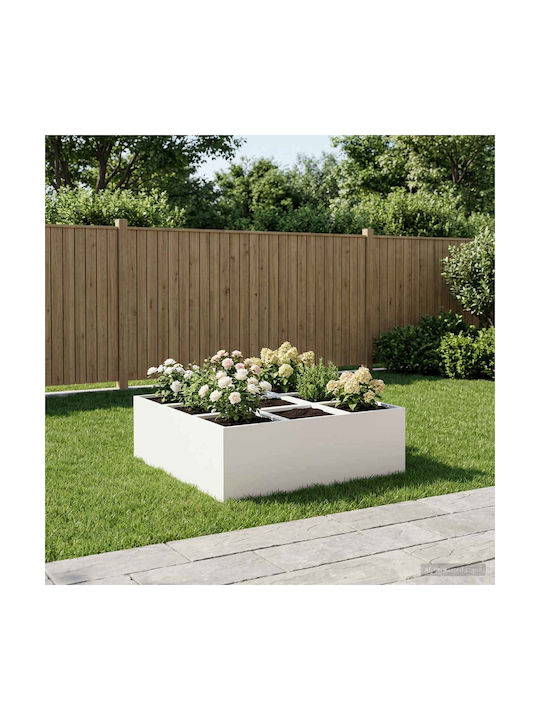 vidaXL Метална Бяла Саксия За Цветя 100x100x20см