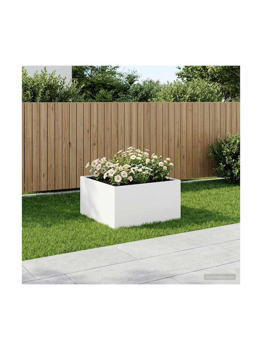 vidaXL Ghiveci De Flori Metalic Alb 60x60x40cm