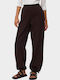 Дамски Текстилен Панталон Push-up с Ластик в Wide Линия Dark Brown