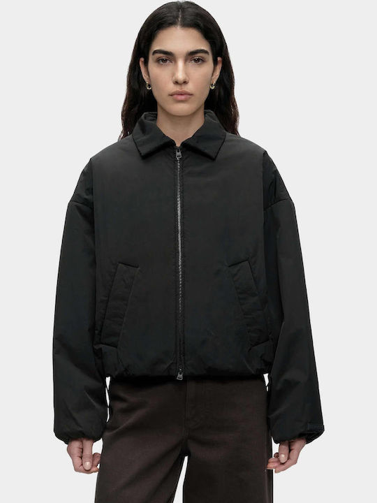 Късо дамско яке за зима Black