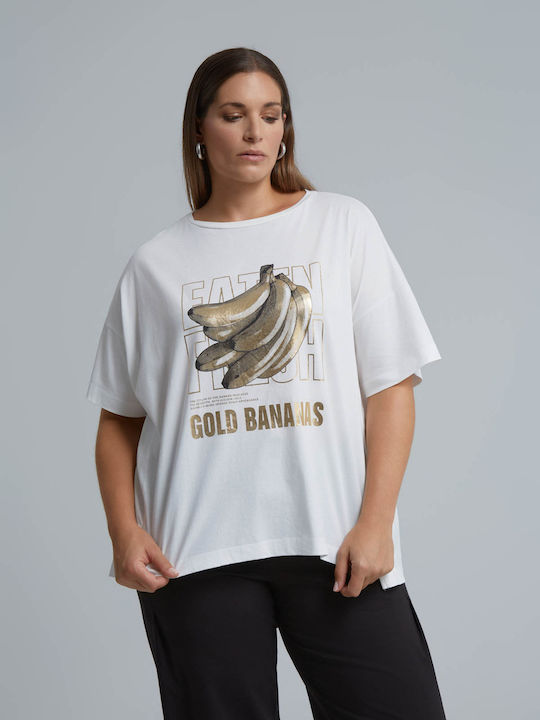 Mat Fashion Bluza Damă Oversized Tricou Ecru