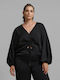 Women's Satin Black Blouse
