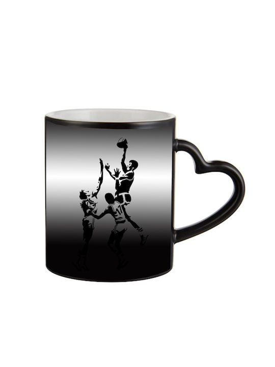 Magic Black Mug Basketball Handle Heart