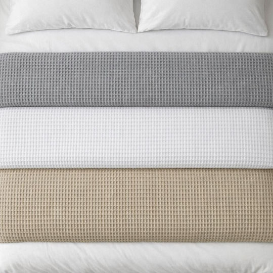 Adam Home Κουβέρτα Πικέ Μονή 165x240εκ. Cappuccino