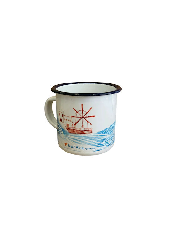 Greek Me Up Cana Emailată Albă 360ml