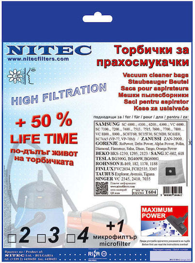Nitec Торбички за прахосмукачка 3 бр Съвместими с Прахосмукачка Beko / Rohnson / Samsung / Singer / Taurus