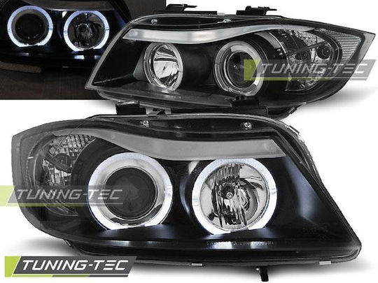 Фарове За Автомобил Ангелски Очи Предни Черни Bmw E90/e91 05-09/08 Lpbm76
