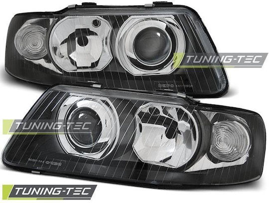 Front Lights Angel Eyes Audi A3 8L 2001-2003 Without Adjuster Black 2 Pieces LPAU13