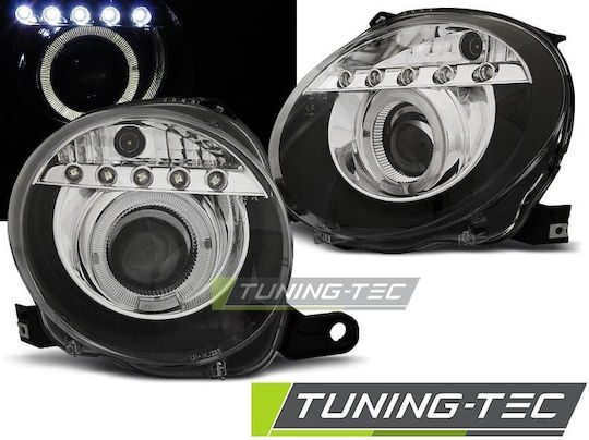 Car Bulbs Angel Eyes Front Black Fiat 500 07 Lpfi22