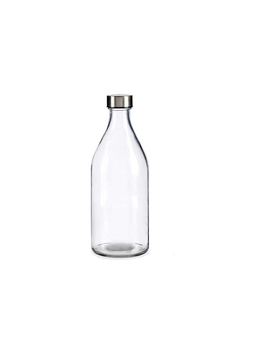 Yuk Glas Wasserflasche mit Schraubdeckel Silber 1000ml
