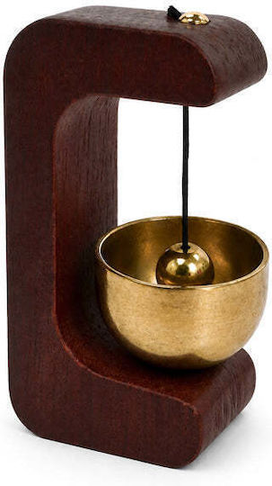 Decorative Feng Shui Bell Wooden Base Metal Bowl