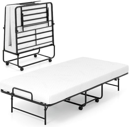 Klappbett mit Matratze 66cm Einzel Schwarz 194x90x40cm