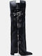 Wildleder Damenstiefel Über dem Knie Schwarze