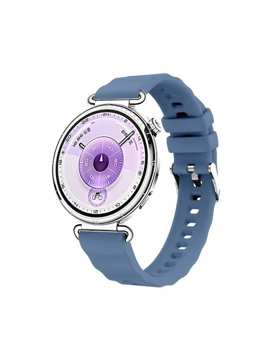 Silicone Strap Ocean Pattern Silver Clasp Garmin Vivoactive 4S Vivomove 3S Rock Blue