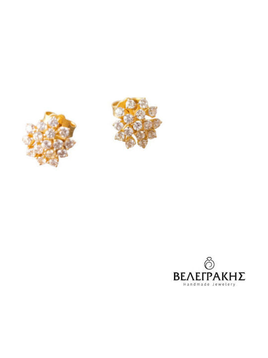 Velegrakis Stud Earrings in 9K Gold with Stones