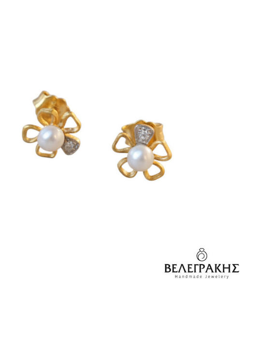 Velegrakis Stud Earrings Made of 9K Gold with Stones & Pearls