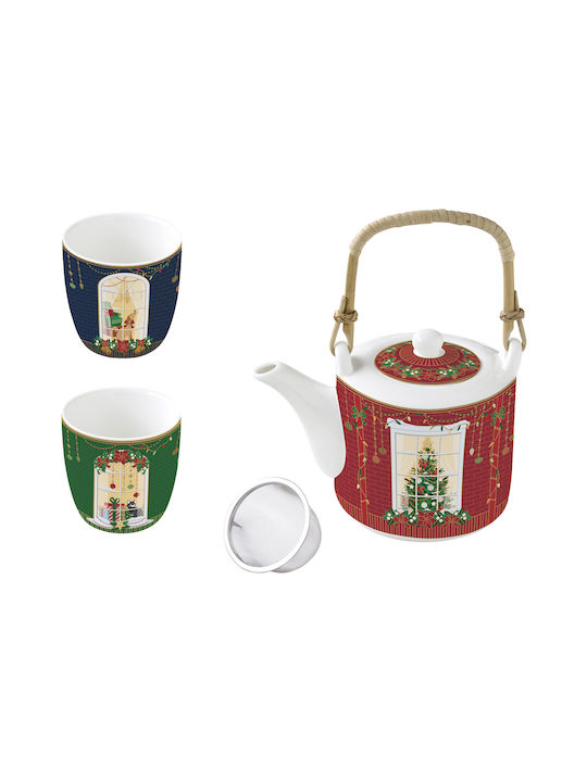 Easylife Festive Avenue Christmas Porcelain Teapot Trees 600ml