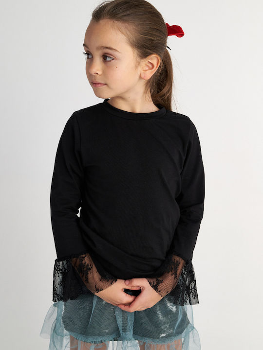 Two In A Castle Kids Long-sleeved Black Top