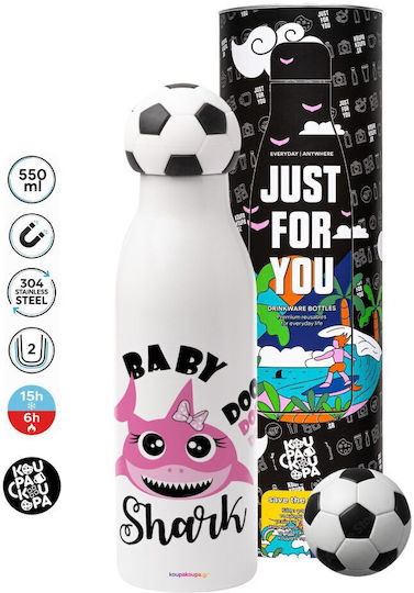 Koupakoupa Girl Stainless Steel Kids Water Bottle Baby Shark Non Spill Multicolour 550ml
